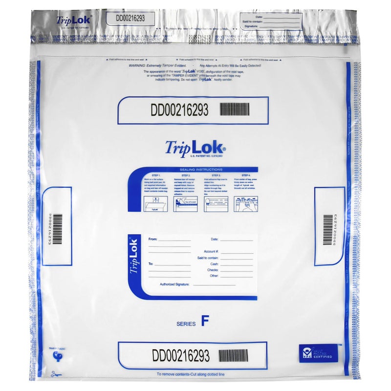 ControlTek TripLok 20" x 20", Clear, 50 Bags, Tamper-Evident Deposit Bags for Cash Handling & Valuables, Moisture, Heat and Cold Sensitive Ink, Tear-Off Receipt + Large Barcodes 585064 - Image 1